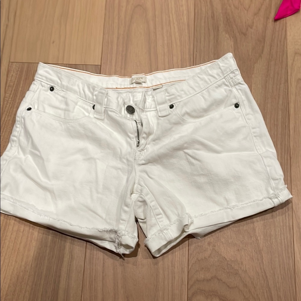 J. Crew White Jean Shorts Mid-Rise Cuffed
